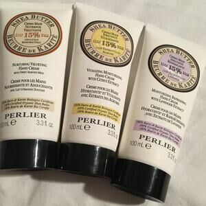 Set of 3 PERLIER Shea Butter Nurturing Hand Cream- Citrus-Almond Milk-Lavender